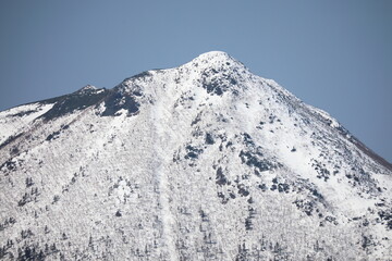 Mount Oakan in Hokkaido, Japan with snow