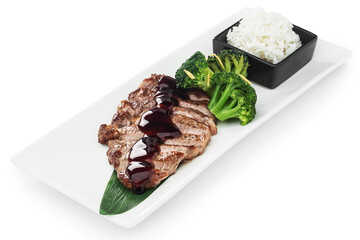 Herring fish with potatoes on a white background. food photography