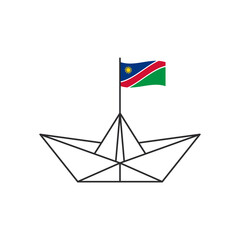 Paper boat icon. A boat with the flag of Namibia. Vector illustration