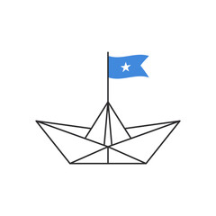 Paper boat icon. A boat with the flag of Somalia. Vector illustration