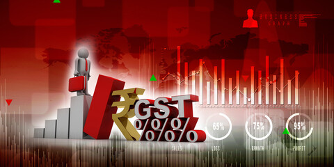 3d rendering Stock market online business concept. business Graph with Indian rupee sign