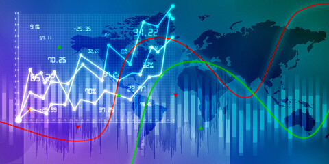 2d rendering Stock market online business concept. business Graph 