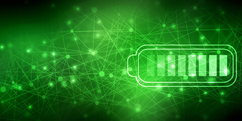 2d rendering Electrical energy and power supply source concept, accumulator battery with charging level indicator
   
    