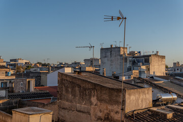 Fototapeta premium Old buildings in the Majorcan town of Felanitx at sunset