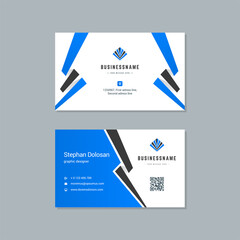 Business card design blue and black colors template modern corporate branding style vector illustration. Two sides with abstract logo on clean background