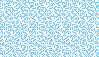Flower geometric pattern. Seamless vector background. White and blue ornament. Ornament for fabric, wallpaper, packaging. Decorative print