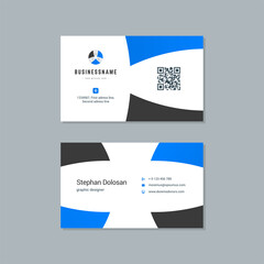 Business card design blue and black colors template modern corporate branding style vector illustration. Two sides with abstract logo on clean background