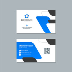 Business card design blue and black colors template modern corporate branding style vector illustration. Two sides with abstract logo on clean background