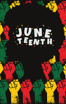 Afro Woman Silhouette Between Hands of Freedom Juneteenth