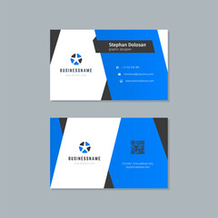 Business card design blue and black colors template modern corporate branding style vector illustration. Two sides with abstract logo on clean background