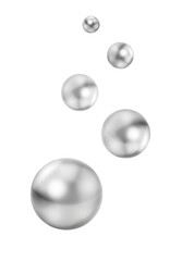 Realistic glossy chromium ball with glares and reflection on white. 3d render