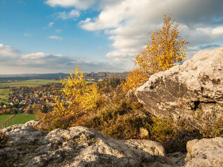 Zirkelstein in der Sächsischen Schweiz - Aussicht Richtung Schöna und Schrammsteine