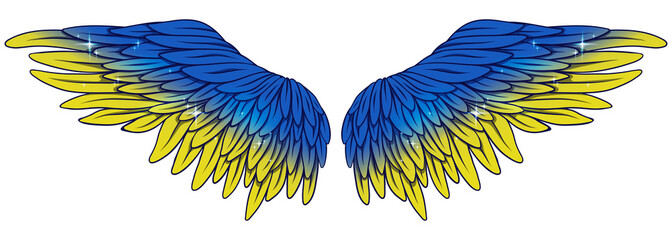 Beautiful yellow blue vector wings