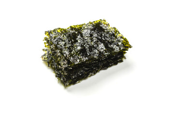 Tasty nori seaweed isolated on white.