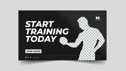 Gym youtube thumbnail and web banner template 