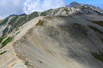 晴天の立山、雄山から劔沢を目指して。