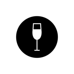 Champagne icon in black round