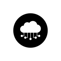 Cloud network icon in black round