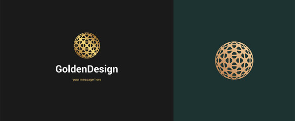 Vector abstract sphere logo emblem design elegant modern minimal style vector illustration. Premium business geometric logotype symbol for corporate identity.