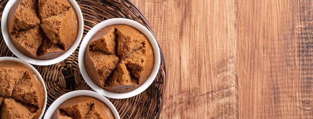 Delicious Chinese steamed sponge cake named Fa Gao for lunar new year festival traditional food.