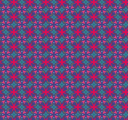 Purple kaleidoscope style psychedelic seamless pattern. Reminder of childhood toy with bright and vibrant colours.  Cool and trendy repeating design.