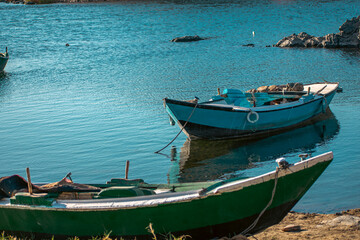 Fototapeta na wymiar boats on the nile
