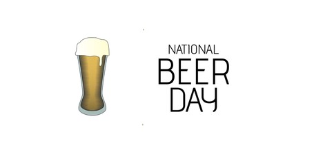 Digitally generated image of national beer day text by weizen glass on white background, copy space
