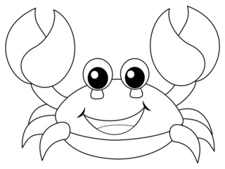 Children coloring book. Sea dweller, funny crab. An isolated animal on a white background.