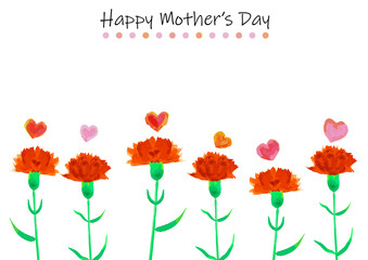 水彩の母の日のカーネーションイラスト