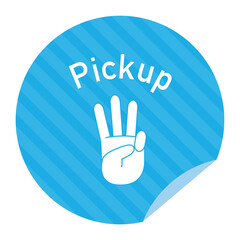 ピックアップの文字と指のアイコン