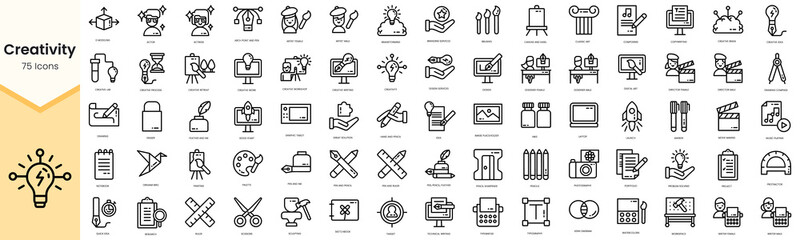Set of creativity icons. Simple line art style icons pack. Vector illustration - obrazy, fototapety, plakaty