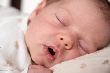 close up portrait sleeping baby
