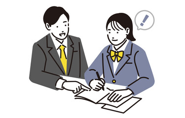 学習塾で勉強をする高校生の女の子