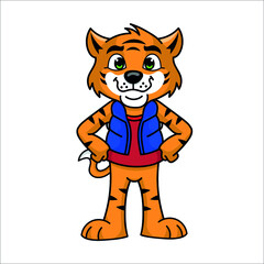tiger mascot in jacket vector cartoon