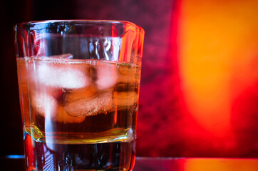 Whiskey on the orange background