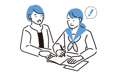 学習塾で勉強をする中学生の女の子