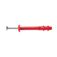 Metal nail, self-tapping screw, screw with a plastic dowel for construction work and repair on a white isolated background.