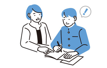 Fototapeta premium 学習塾で勉強をする中学生の男の子