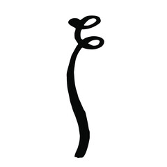 Black painted floral spiral outline on a white background