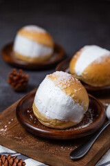 Homemade MARITOZZO is Italian bread stuffed with whipped cream.