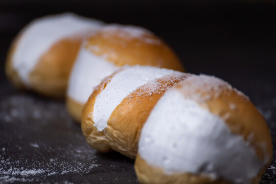 Homemade MARITOZZO is Italian bread stuffed with whipped cream.