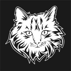 cat head vector outline, for tattoos or t-shirts