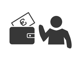 icon Konsument mit Geldbörse und Geldschein