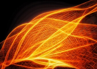 オレンジ色に光輝く波形の抽象的な背景