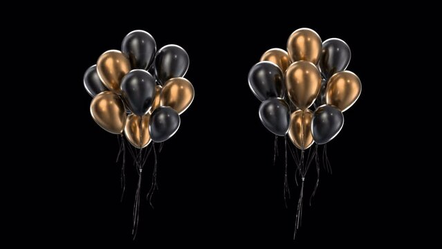 Loop Bundle gold and black balloons with alpha channel