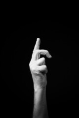 Hand demonstrating the Ukrainian sign language letter 'Б'.