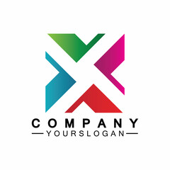 X Letter Logo Template vector icon illustration design