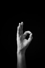 Hand demonstrating the Ukrainian sign language letter 'О'.