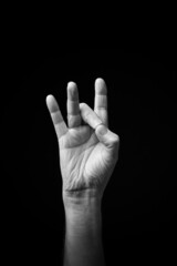Hand demonstrating the Ukrainian sign language letter 'Р'.