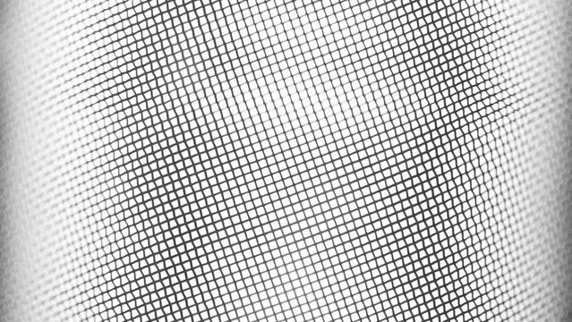 Abstract Grid Shimmer. Loop. A stream of white light penetrates a moving high-tech fine steel mesh